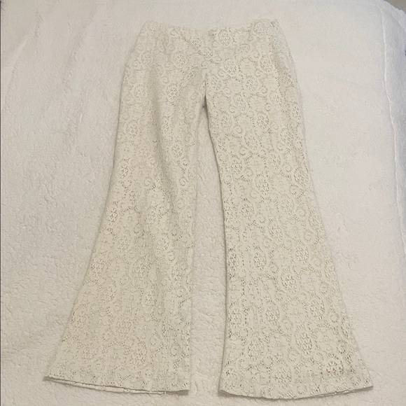 Michael Kors Pants - Vintage KORS Cream Lace Flare Pants • Boho Bridal Festival Statement Pants